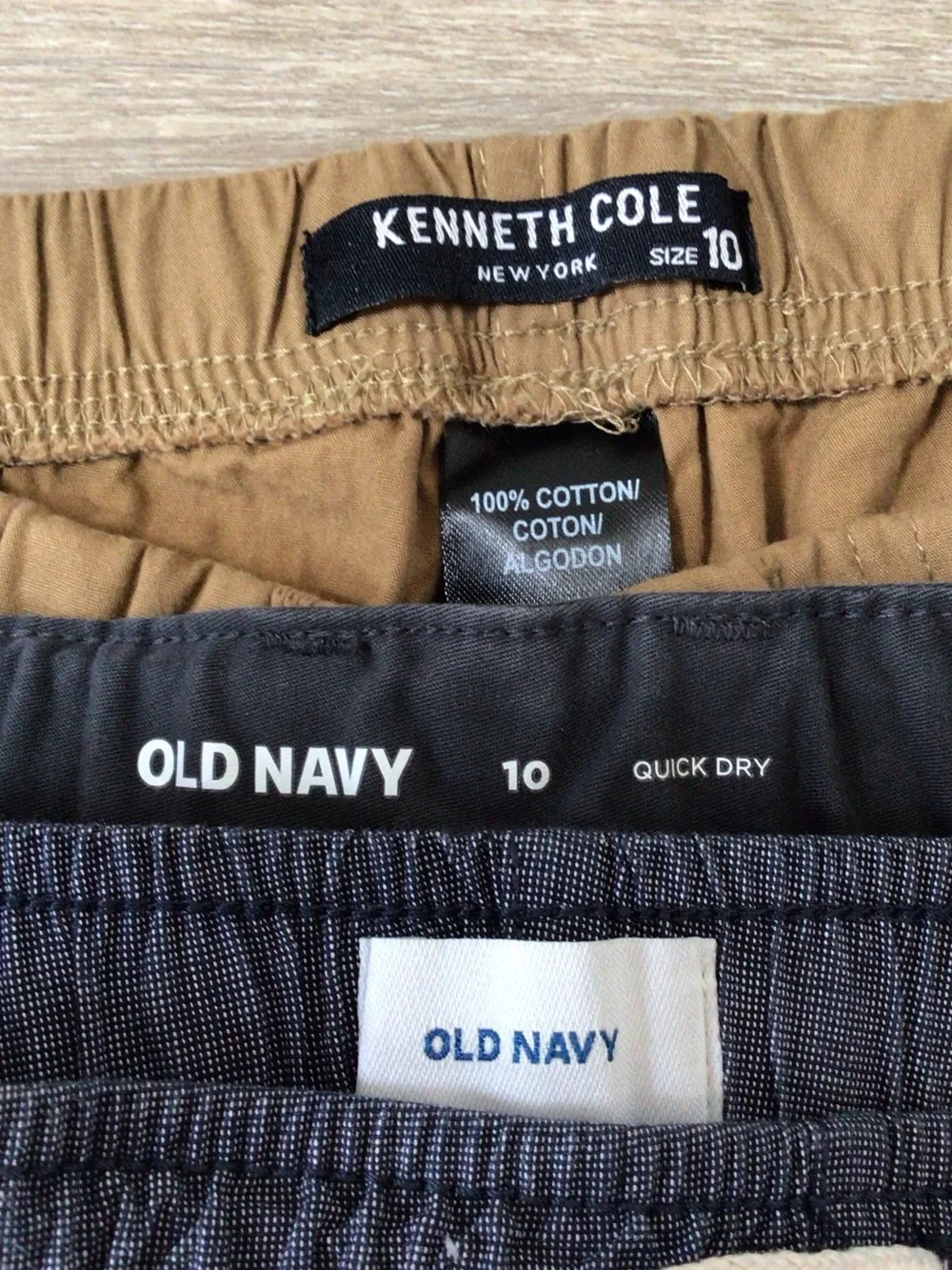 Old Navy Boys 3-Pack Drawstring Shorts in Black, Blue, and Brown